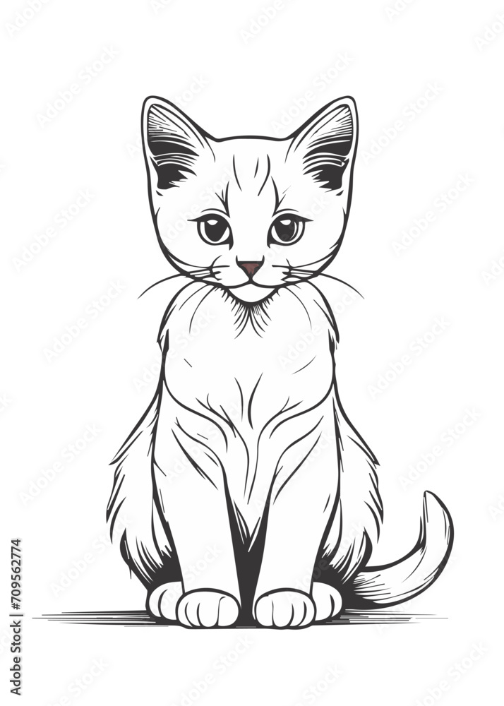 Obraz premium cute kitten, isolated vector silhouette, on white background