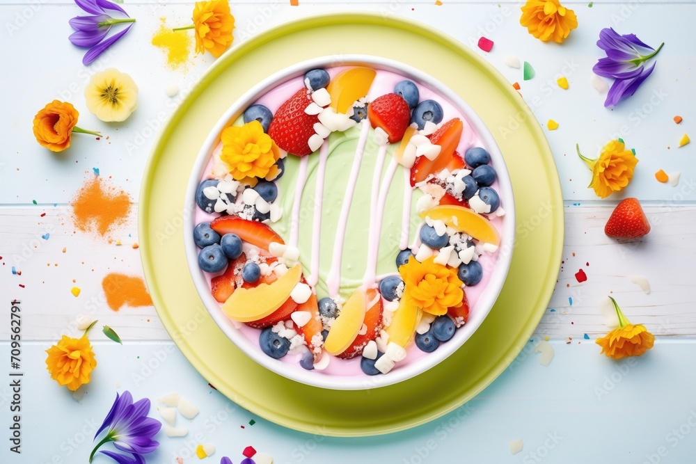 vibrant smoothie bowl made with coconut yogurt and toppings vibrant smoothie bowl made with coconut yogurt and toppings