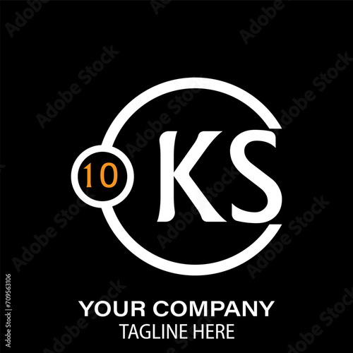 Ks Letter Logo design. black background. Ks Letter Logo Circular Concept.