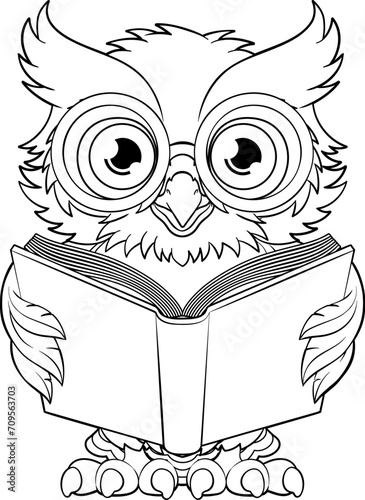 A wise owl bird cartoon cut...