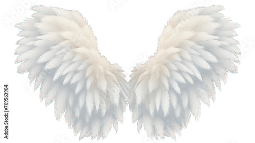 White angel wings isolated on transparent background. PNG