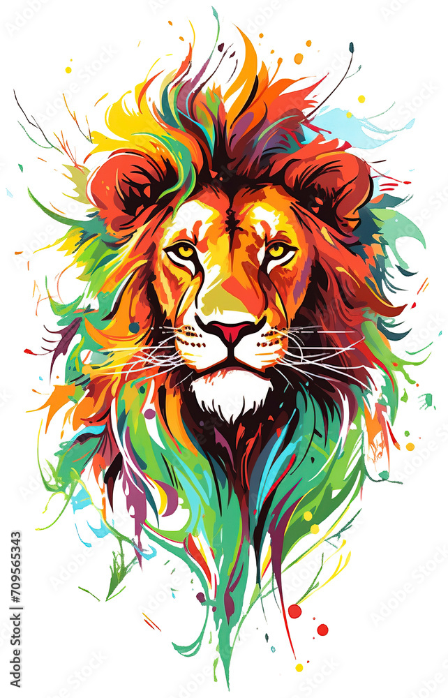 Portrait of lion isolated on transparent background. PNG