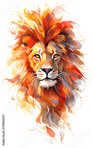 Portrait of lion isolated on transparent background. PNG