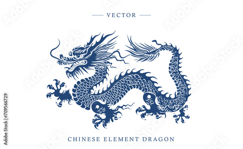 Blue and white porcelain Chinese dragon pattern