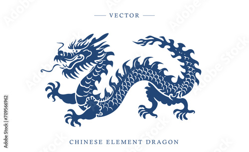 Blue and white porcelain Chinese dragon pattern