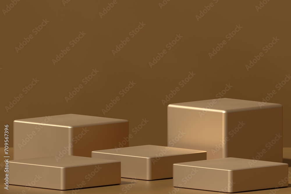 Fototapeta premium 3D rendering of empty podiums for product presentation