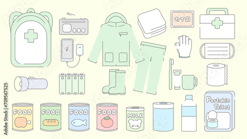 防災グッズイラストセット⭐︎ベクター