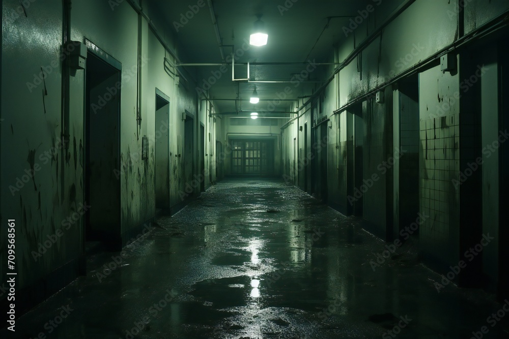 Spooky abandoned hospital interior Generative AI Spooky abandoned hospital interior Generative AI