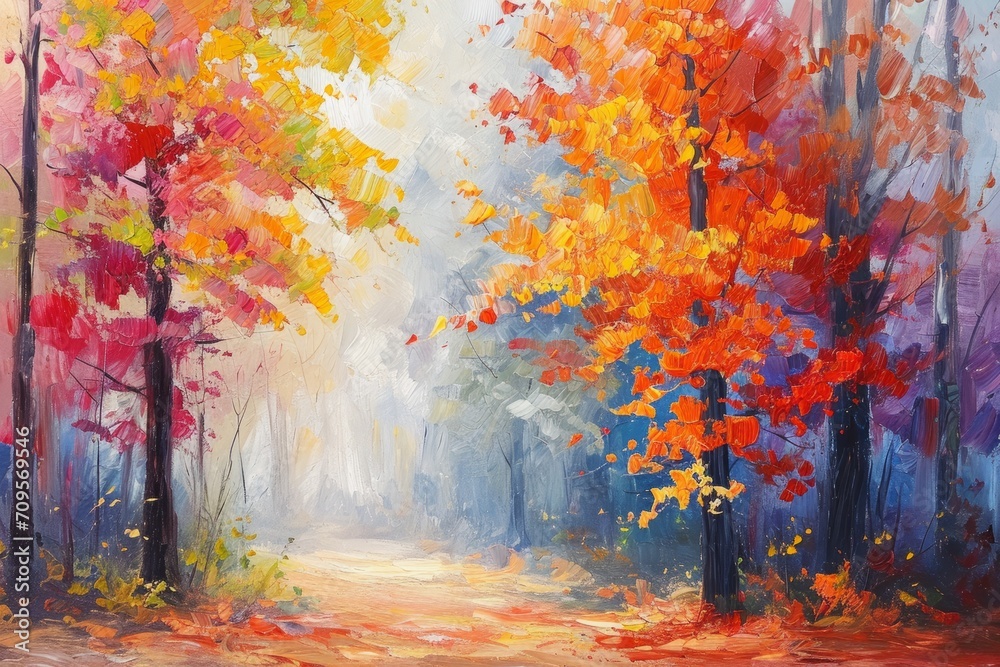 Oil painting autumn background 