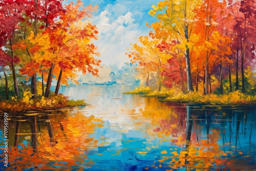 Oil painting autumn background
