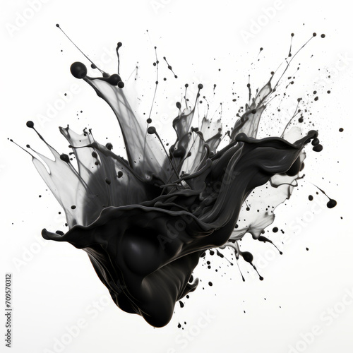 big Splash of matte black paint on white background