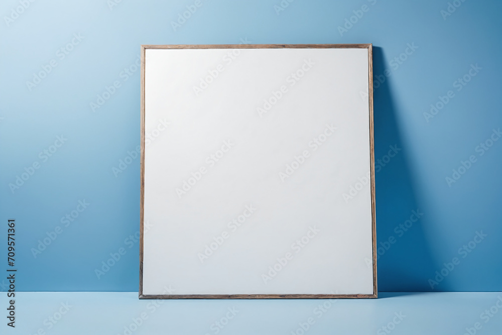 A blank white canvas against a full blue background - Mockup A blank white canvas against a full blue background - Mockup