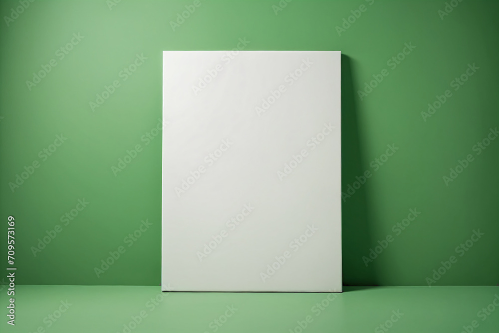 A blank white canvas against a full green background - Mockup A blank white canvas against a full green background - Mockup