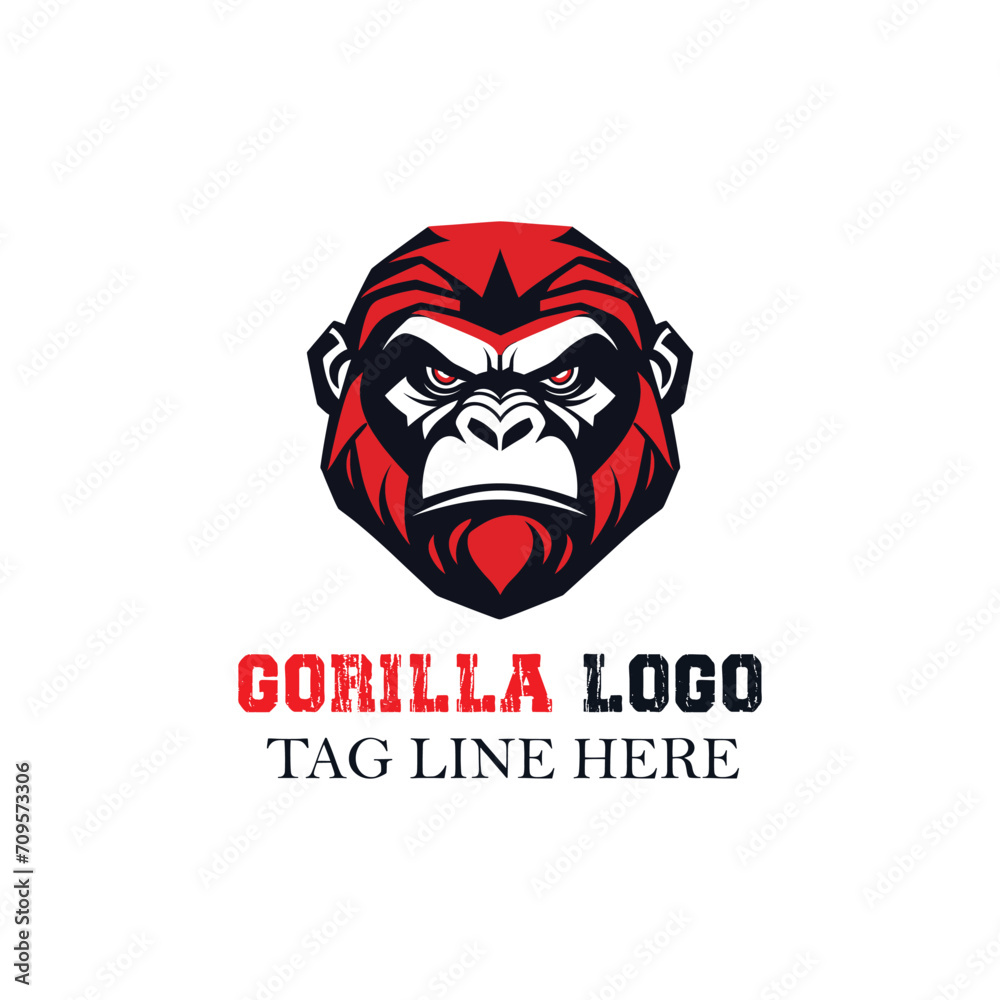 Free vector gorilla head logo esport team design gaming mascot