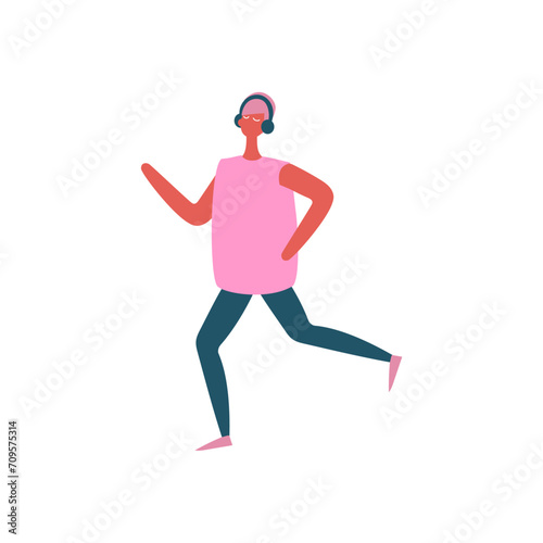 vector person pose in pink clothes studio