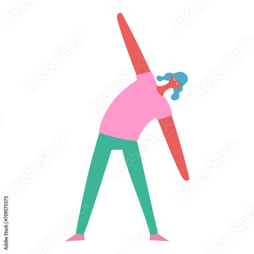 vector person pose in pink clothes studio