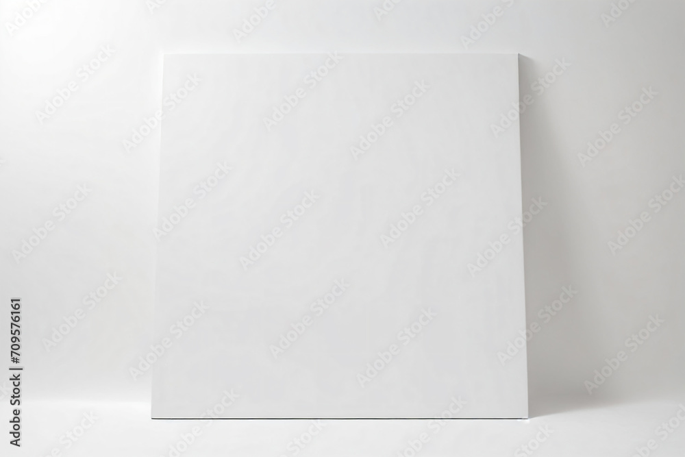 A blank white canvas against a full white background - Mockup A blank white canvas against a full white background - Mockup