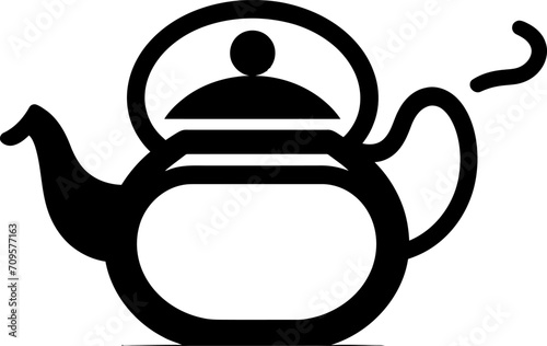 Tea pot silhouette in black color. Vector template for laser cutting wall art.