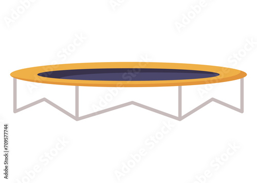 Jumping trampoline for children and adults. Indoor or outdoor fun, fitness jumping. Equipment acrobatic and gymnastic exercises. Vector illustration