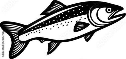 Trout fish silhouette icon in black color. Vector template design.