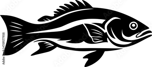 Fishing walleye fish silhouette in black color. Vector template for laser cutting wall art.