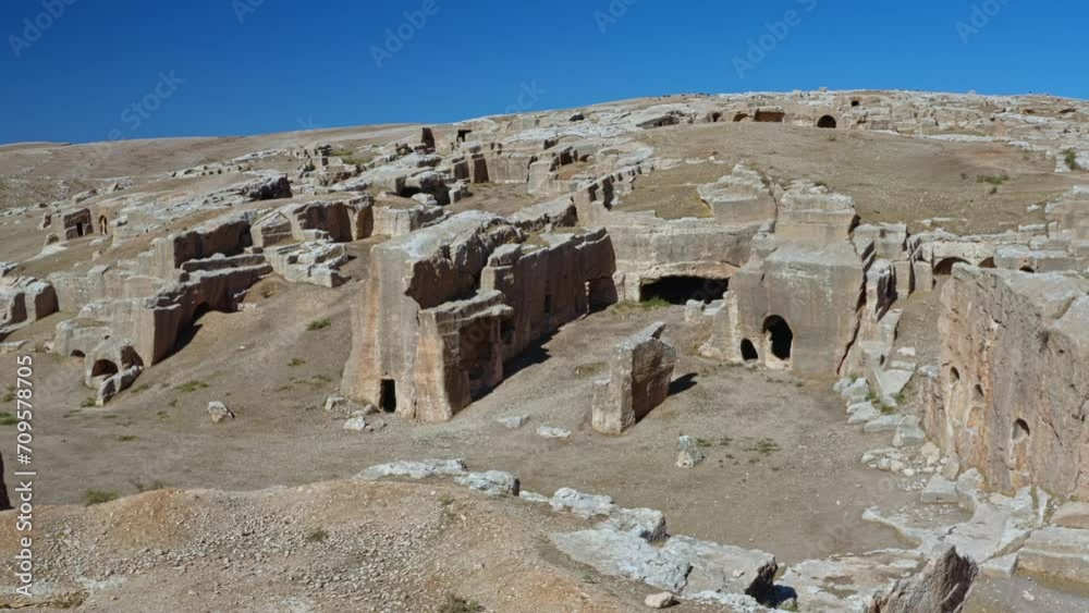 Dara Ancient Cave City, Mesopotamia, Mardin City, Turkey - Aerial Shot Dara Ancient Cave City, Mesopotamia, Mardin City, Turkey - Aerial Shot