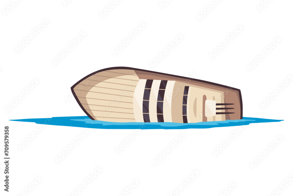 Damaged ship. Crash or accident in sea. Marine catastrophe. Cargo ship sinking in flat design. Vessel failure, rescue problem nautical transportation Damaged ship. Crash or accident in sea. Marine catastrophe. Cargo ship sinking in flat design. Vessel failure, rescue problem nautical transportation