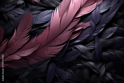 black feathers close up of black textured surface. © Nadezda Ledyaeva