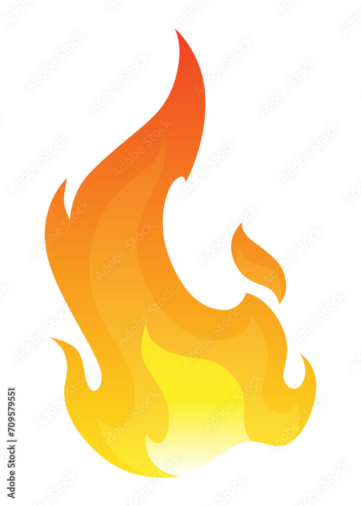 Fire flame icon. Cartoon heat wildfire or bonfire, burn power fiery. Power light energy silhouette. Campfire element in flat style. Isolated vector illustration Fire flame icon. Cartoon heat wildfire or bonfire, burn power fiery. Power light energy silhouette. Campfire element in flat style. Isolated vector illustration