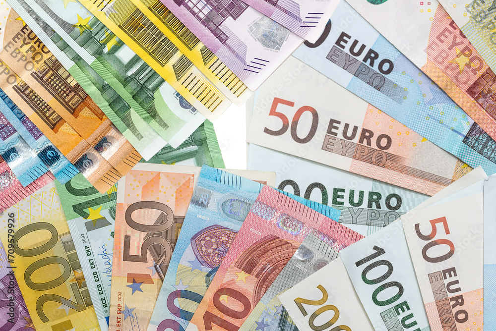 money from European Union, different value, exchange conept money from European Union, different value, exchange conept