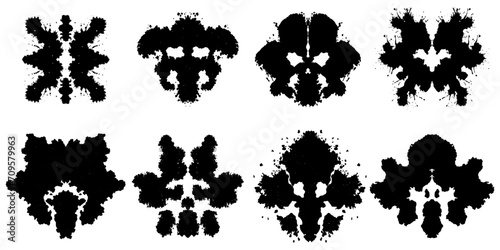 Rorschach inkblot texture. Symmetrical abstract ink stains for grunge design.  photo