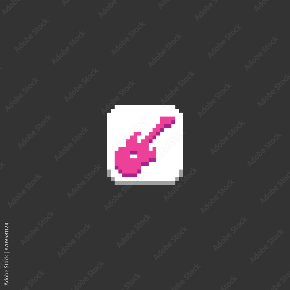 Obraz premium this music icon in pixel art with simple color and black background ,this item good for presentations,stickers, icons, t shirt design,game asset,logo and your project.