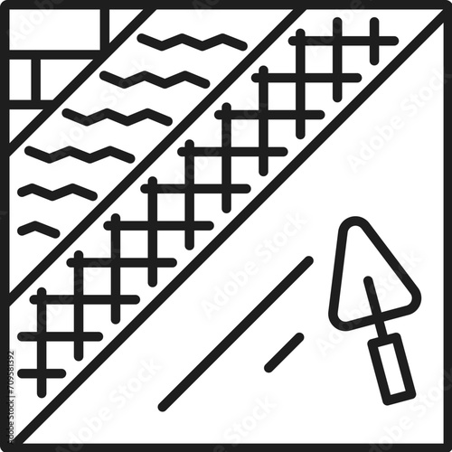 External wall thermal insulation icon. House building and wall construction technology line symbol, energy save and heat protection system, facade thermal isolation vector icon or outline pictogram