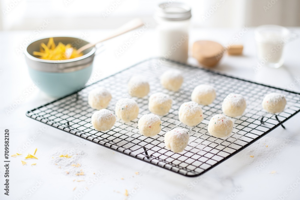 raw vegan cheesecake bites on a cooling rack with powdered sugar raw vegan cheesecake bites on a cooling rack with powdered sugar