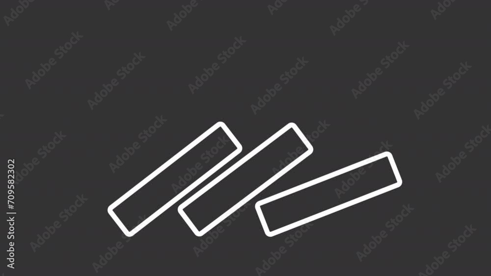 2D white simple thin line animation of finger pushing dominoes icon, HD video with transparent background, seamless loop 4K video representing economic crisis. 2D white simple thin line animation of finger pushing dominoes icon, HD video with transparent background, seamless loop 4K video representing economic crisis.