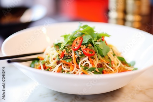 asian-style noodle salad with peanuts and cilantro