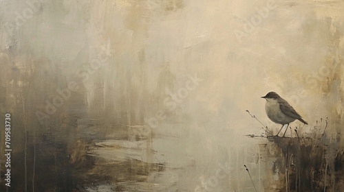 Bird on watercolor background. Can be used as a background. © Argun Stock Photos