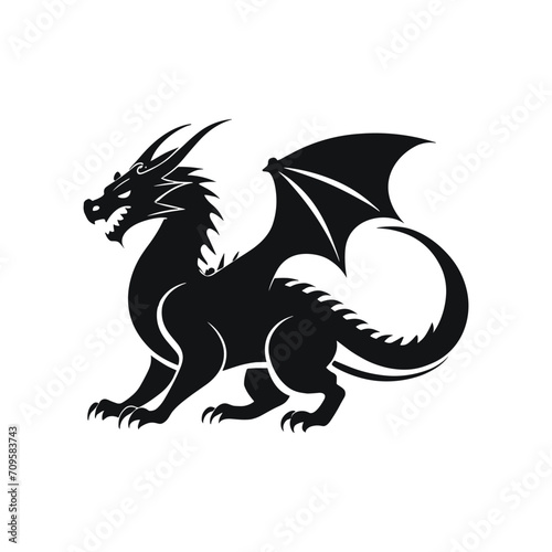 Vector dragon medieval heraldic monster sketch symbol
