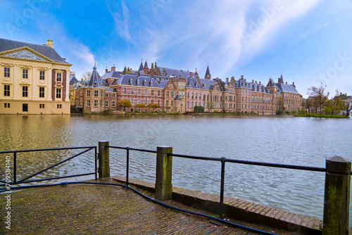 View of the Hofvijver and the Binnenhof in The Hague, Netherland.