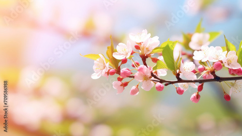 cherry blossom sakura background warm pleasant spring  minimalistic background with place for text