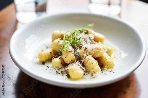 gnocchi with truffle sauce and a sprinkle of cheese photo