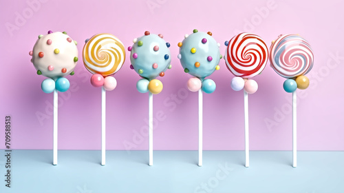 festive easter candy in pastel colors in form of lollipops