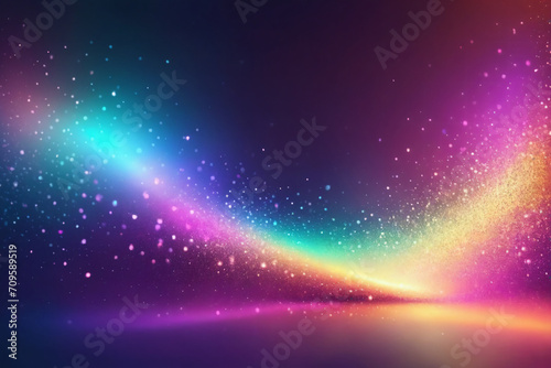 Glittering gradient background with hologram effect and magic lights