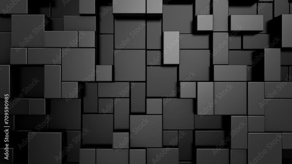 Background of Boxes. Abstract motion, loop, two color, 3d rendering, 4k resolution
Background of Boxes. Abstract motion, loop, two color, 3d rendering, 4k resolution