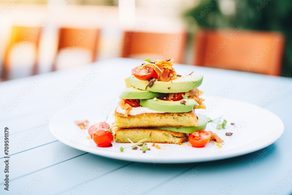 savory french toast with avocado and cherry tomatoes savory french toast with avocado and cherry tomatoes