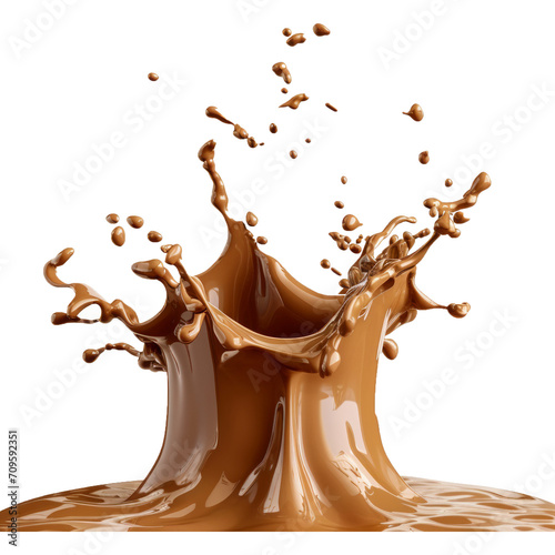 splash of brownish hot coffee or chocolate