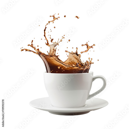 Splash in cup of coffee beverage concept