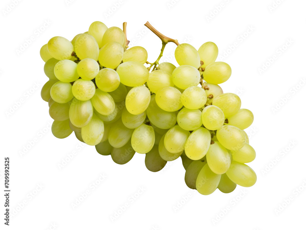 A fresh bunch of green juicy grapes on a transparent background. A fresh bunch of green juicy grapes on a transparent background.