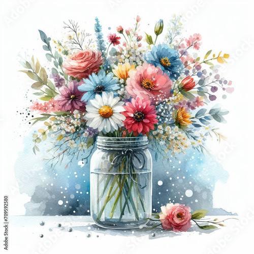 Bouquet of Joy: A Refreshing Watercolor Painting of Vibrant Blooms