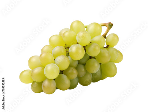 A fresh bunch of green juicy grapes on a transparent background.